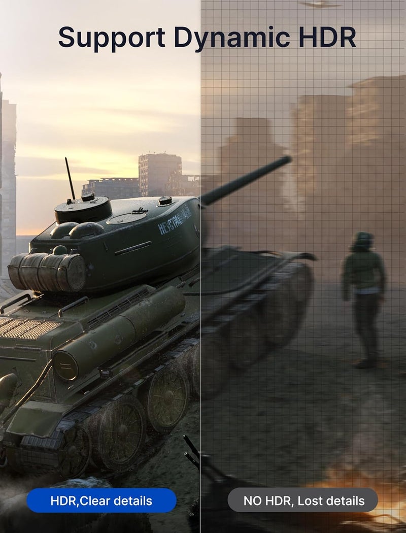 jsaux كابل DisplayPort 1.4 بطول 3.3 قدم | كابل DP عالي السرعة بدقة 8K | 8K@60Hz، 4K@144Hz، 2K@240Hz، HDR 10، 32.4Gbps، متوافق مع FreeSync، G-Sync، شاشة الألعاب، كمبيوتر - رمادي - Image 4